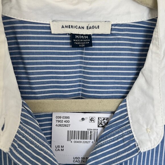 American Eagle Blue Striped Shirt Dress - Picture 2 of 3